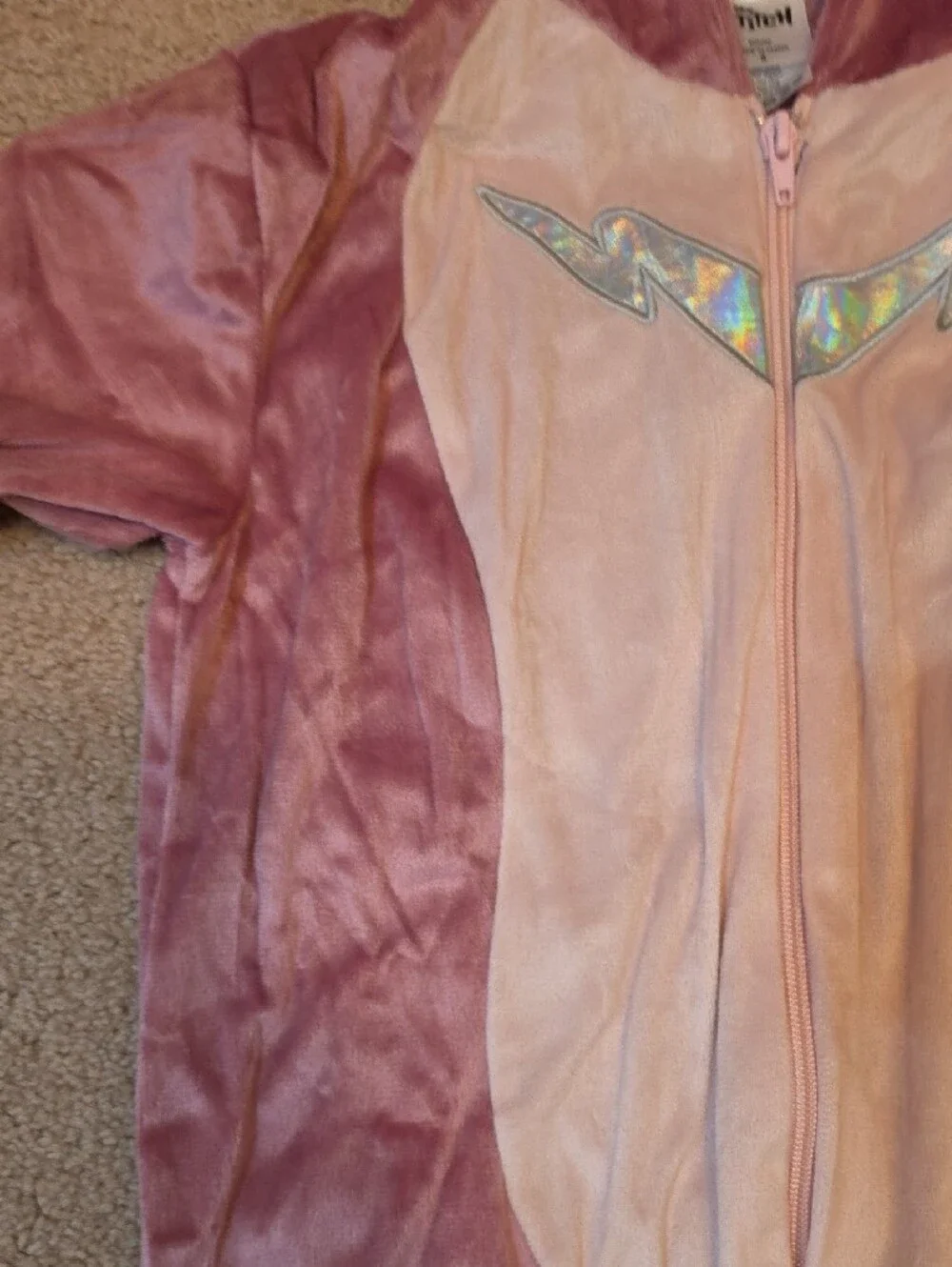 Disney Pink Plush Hooded Onesie with Iridescent Accent